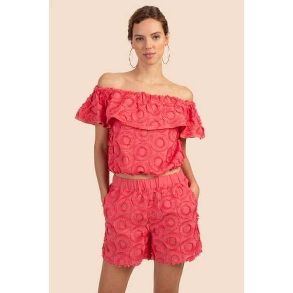 💕TRINA TURK💕 Veranda Top ~ Vista Voile Watermelon Red Medium M NWT - Picture 1 of 10